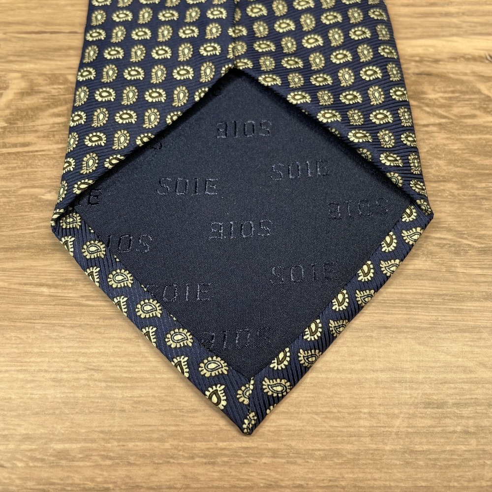 Victor Laurent Finition Main Navy Blue Paisley Silk Necktie Men Formal Accessory - Picture 5 of 7